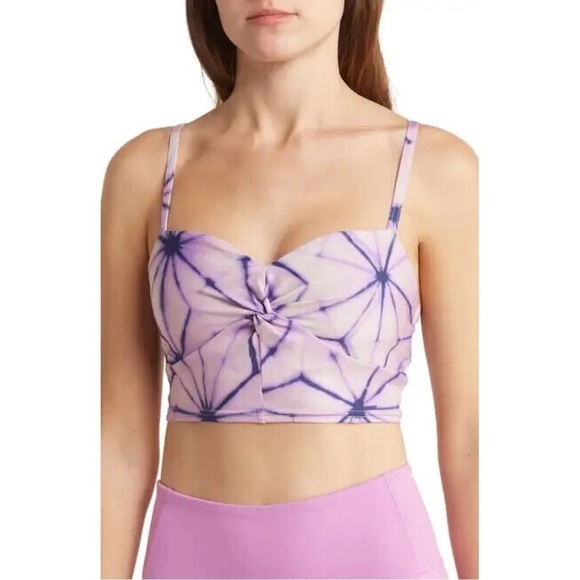 Free People Movement Purple Double Take Printed Crop Tank Top - Picture 1 of 6